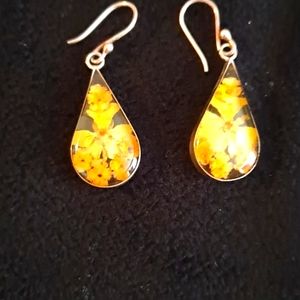 Silver yellow vintage  earrings